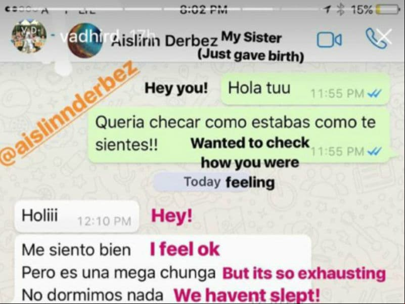La actriz le dijo todo a su hermana Vadhir.
