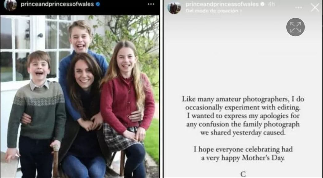 La foto editada de Kate Middleton con sus hijos