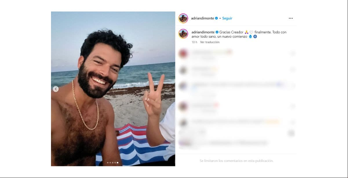 Adrián Di Monte feliz por su "nuevo comienzo" tras divorciarse de Sandra Itzel.