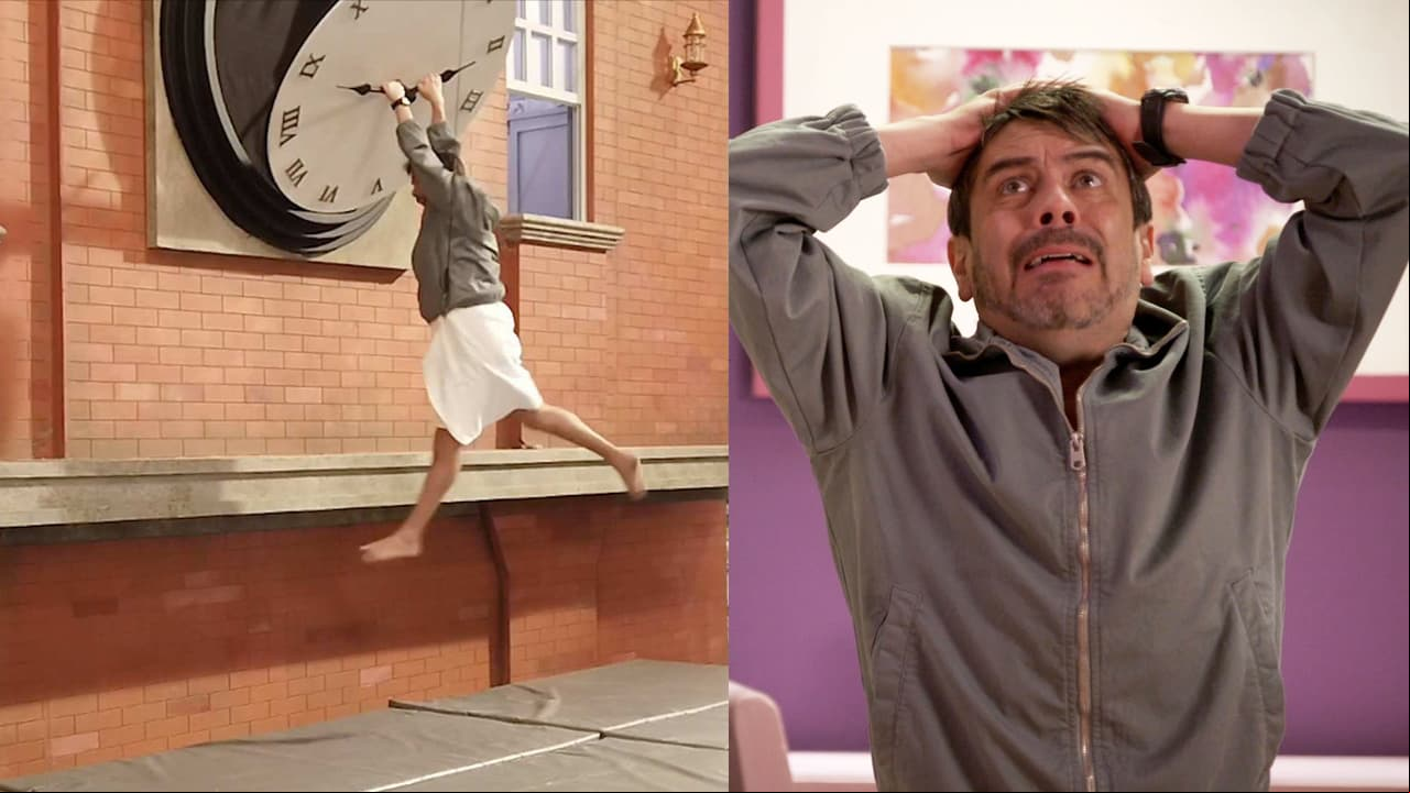 Así se grabaron las escenas de Carlitos Espejel colgado de la cornisa en ‘Tic tac toc: El Reencuentro’