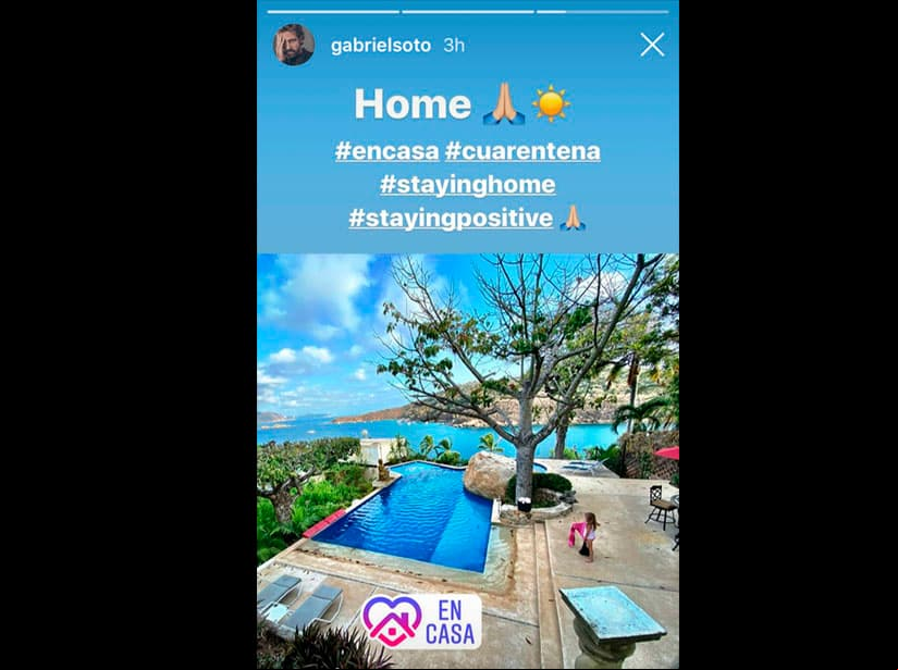 Gabriel Soto está pasando la cuarentena con sus seres queridos