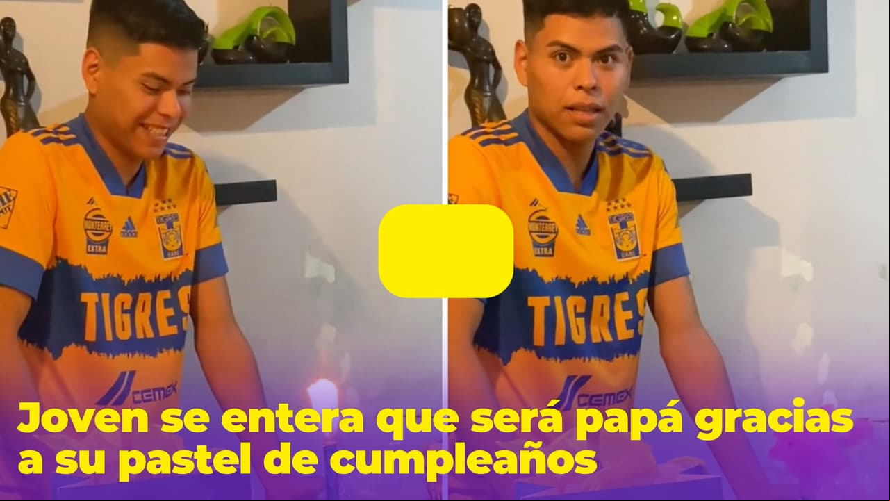 Joven se entera que será papá gracias a su pastel de cumpleaños: su reacción se vuelve viral