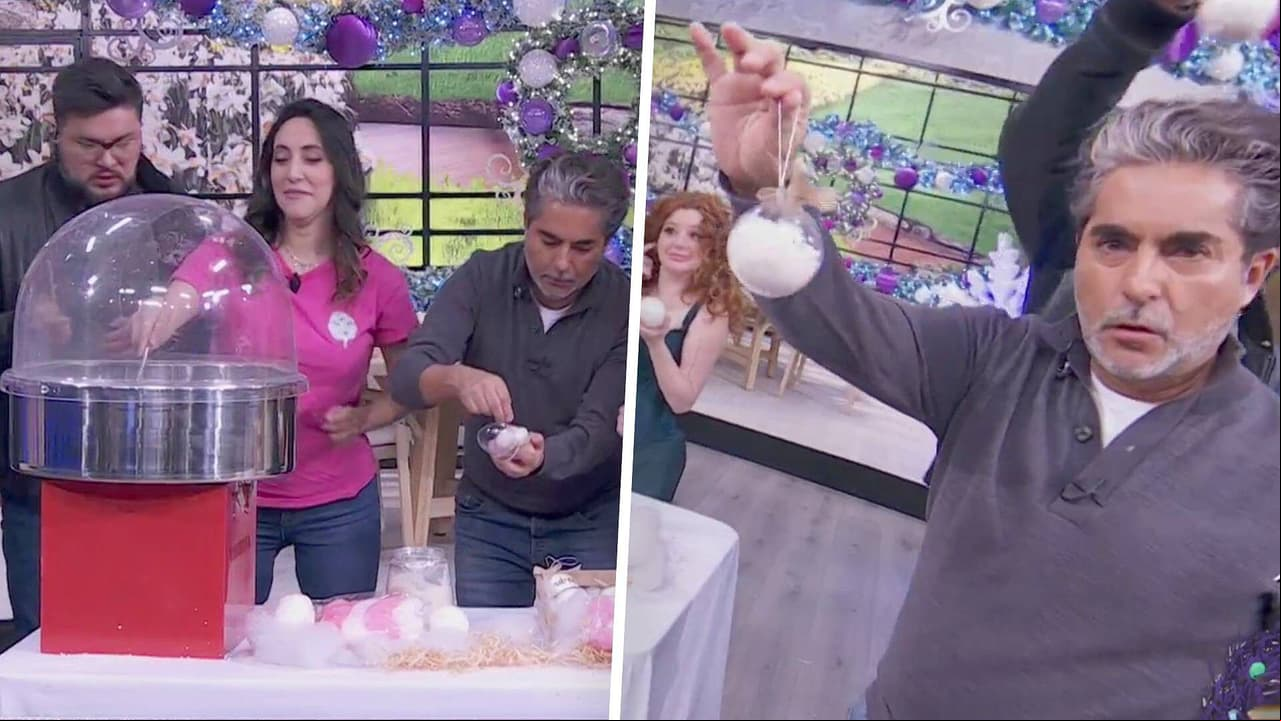 Haz ricas esferas de algodón de azúcar para decorar tu arbolito y comerlas después de la Navidad