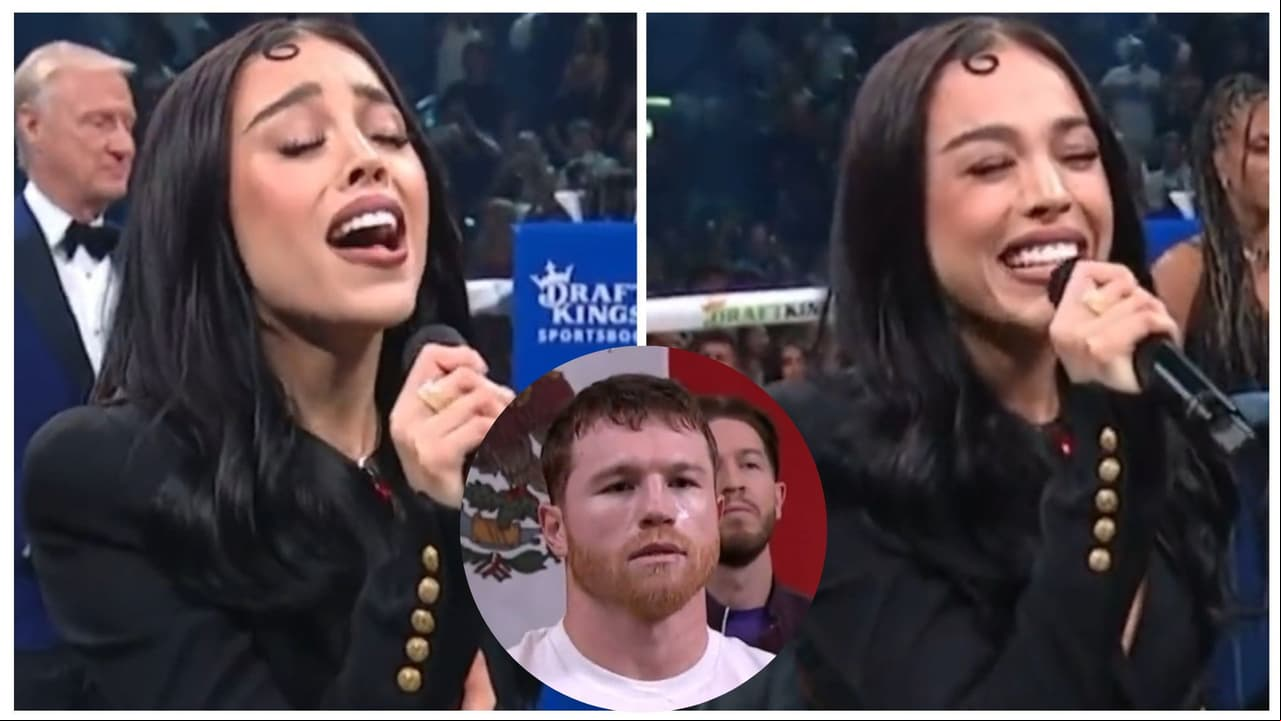 ¿Se equivocó? Danna Paola causa debate tras cantar el himno nacional en la pelea del Canelo