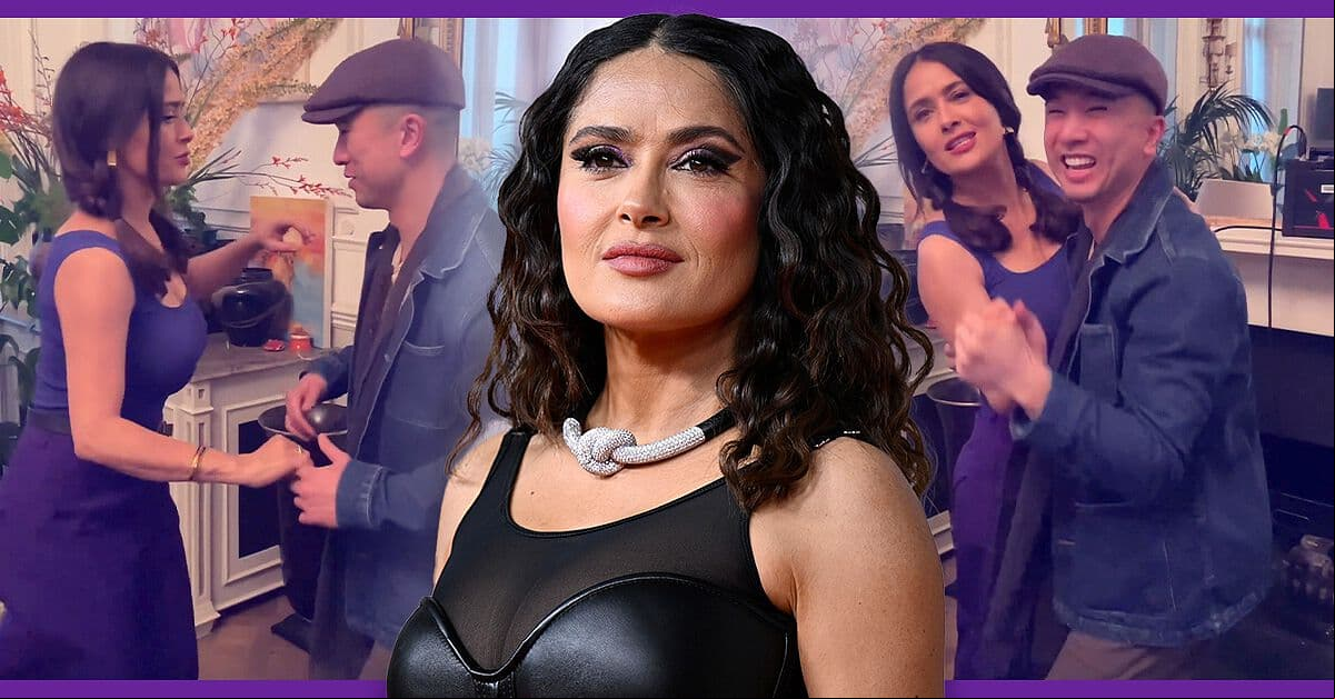Salma Hayek baila para celebrar el éxito de El Gato con Botas y Magic Mike