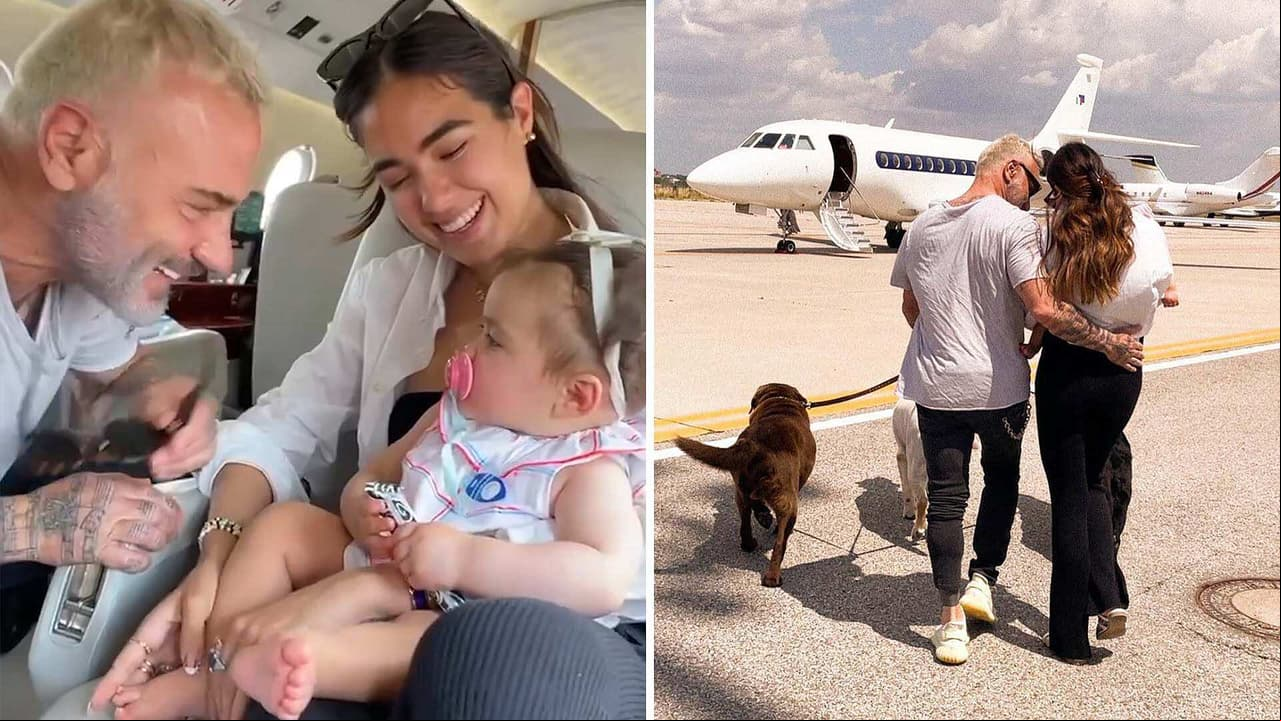 Gianluca Vacchi y Sharon Fonseca comparten la tierna reacción de Blu Jerusalema en su primer viaje en avión
