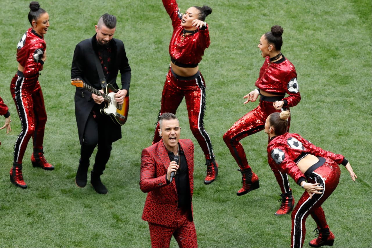 Robbie Williams demostró que es toda una estrella en el Mundial Rusia 2018