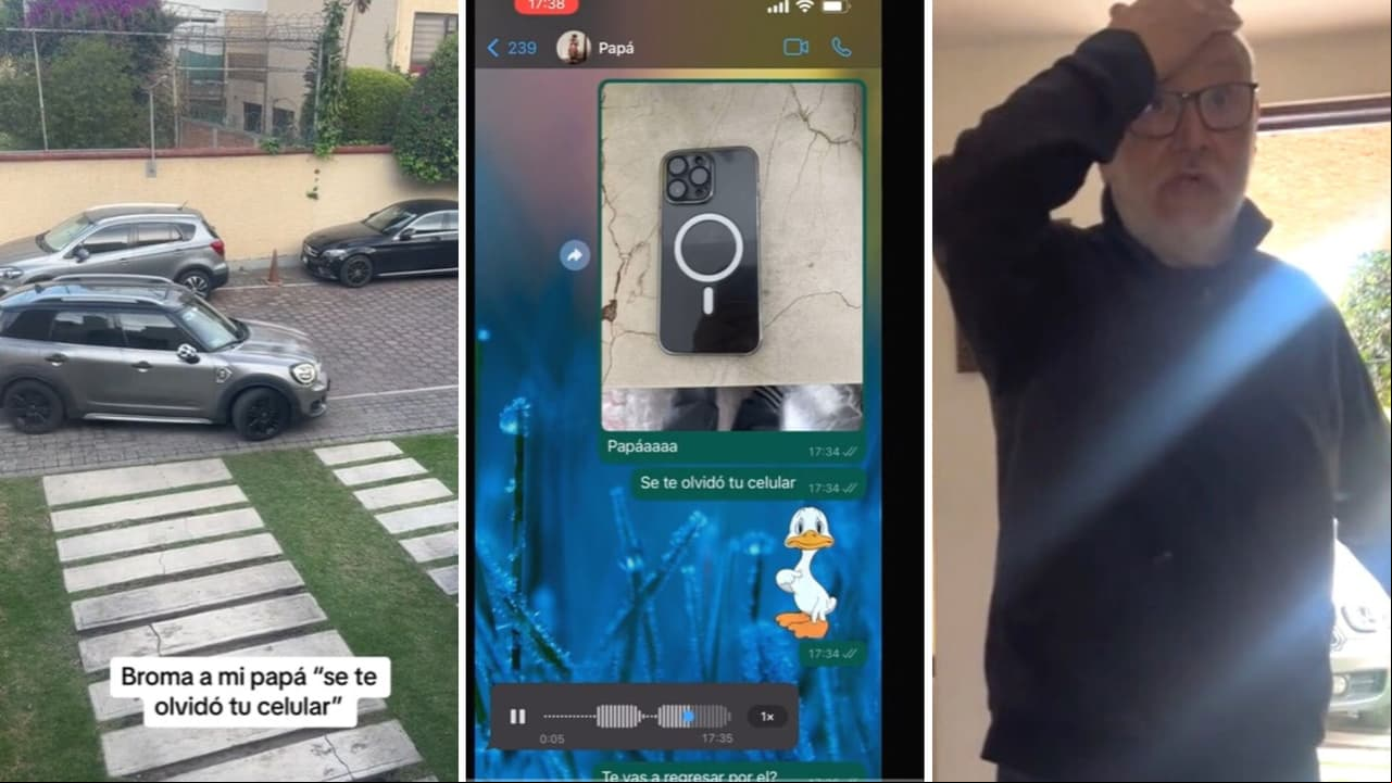 "Se te olvidó tu celular": Hace broma a su papá e Internet no puede creer que él haya caído