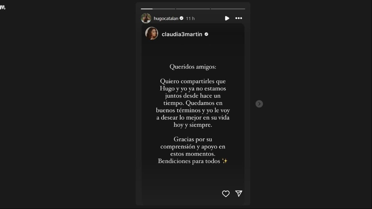 Hugo Catalán reacciona a truene con Claudia Martín.