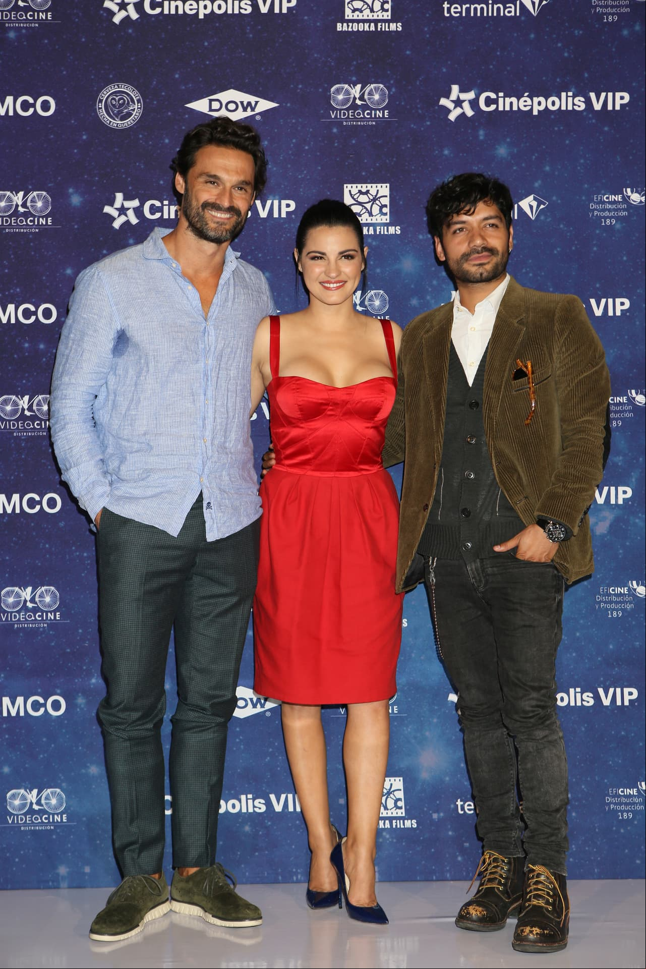 Iván Sánchez, Maite Perroni y Christian Vazquez en la conferencia de prensa