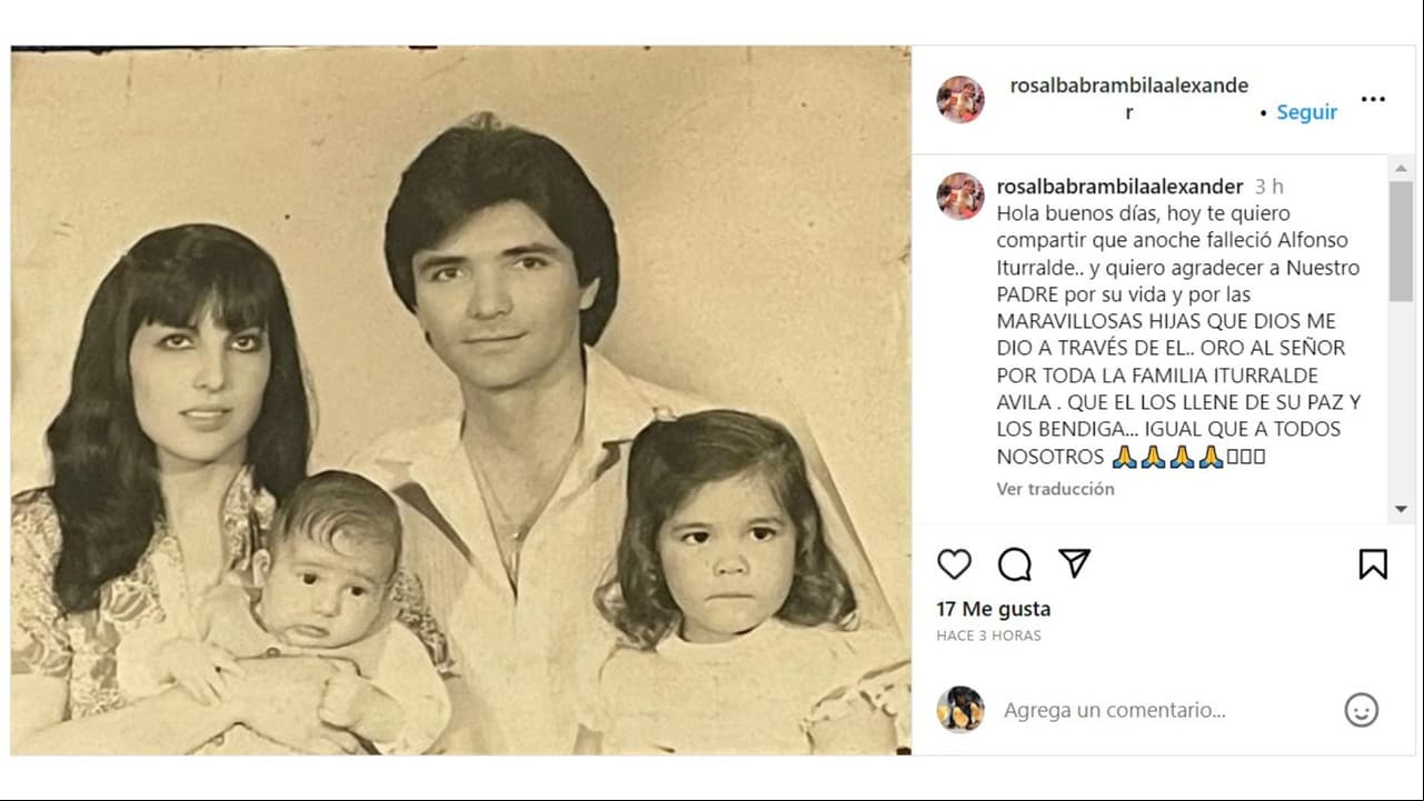 Exesposa de Alfonso Iturralde le dedicó un mensaje póstumo.