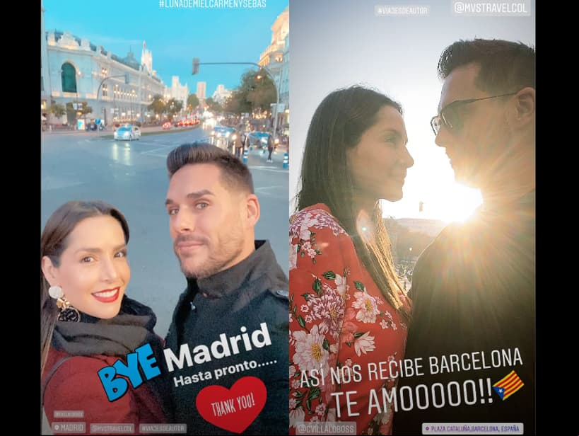 A través de la sección de historias, los enamorados se despidieron de Madrid para viajar a Barcelona, compartiendo una romántica fotografía en dicha ciudad.