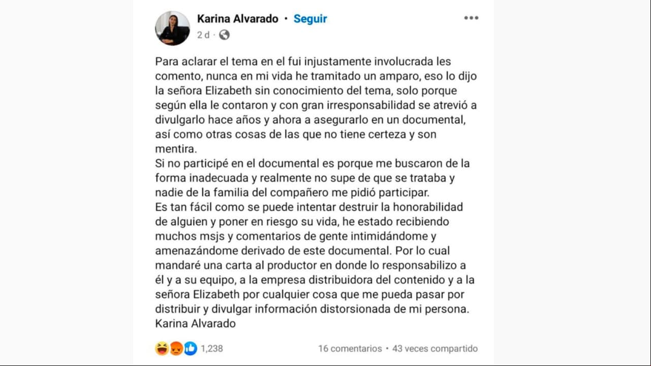 Captura Facebook Karina Alvarado
